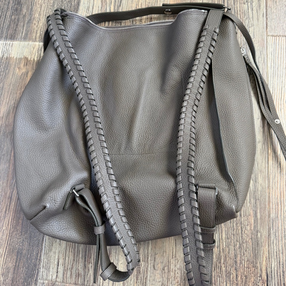 ALLSAINTS Leather Whipstitch Tote / Backpack | Gray
